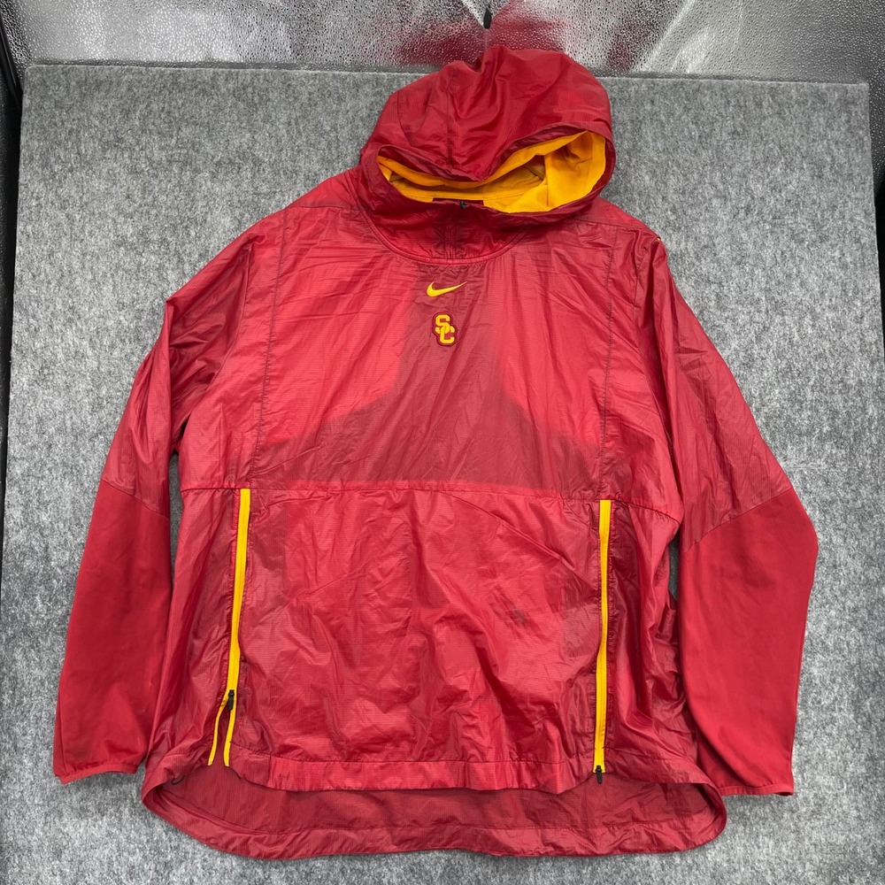 USC Trojans Jacket Mens 3XL Red Hooded Pullover Windbreaker Center Swoosh Nike